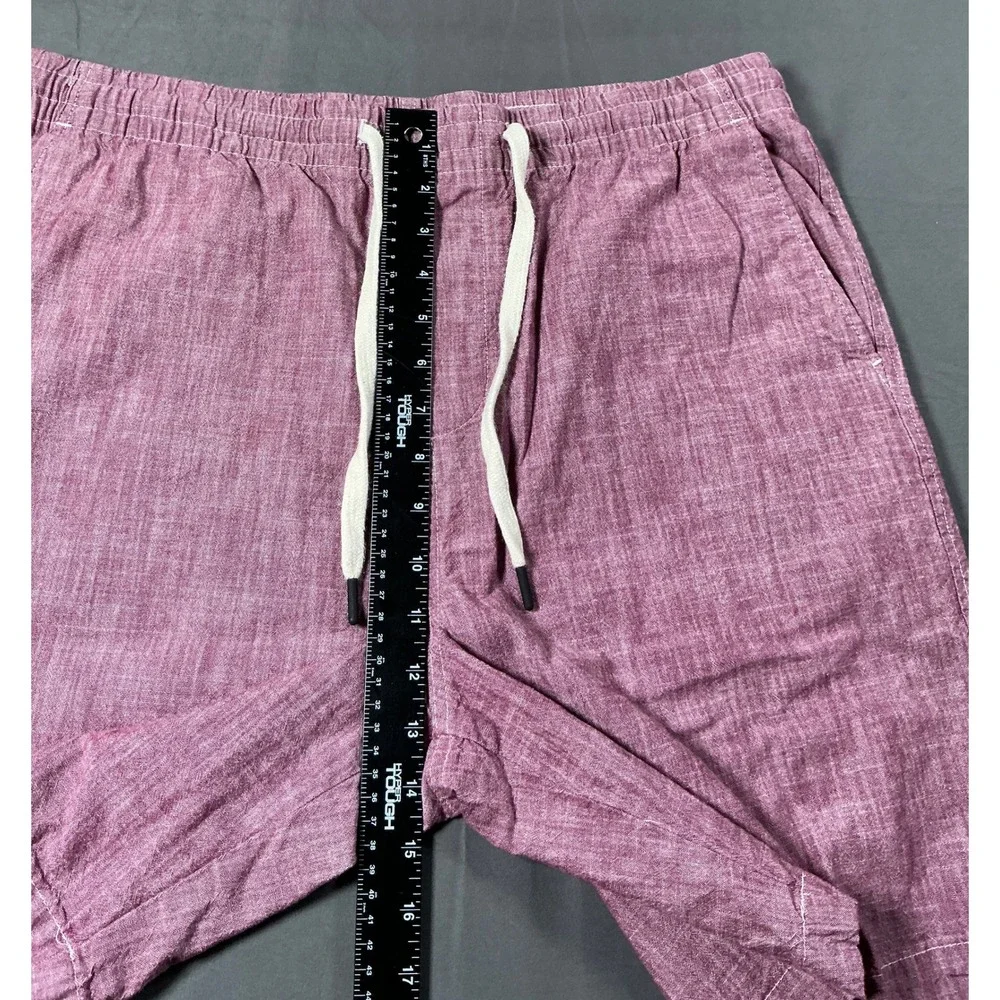 Banana Republic Mens Large Burgundy Cotton Chambray Drawstring Shorts Elastic